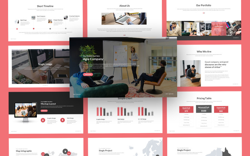 Agia Clean többcélú Google Slides prezentációs sablon