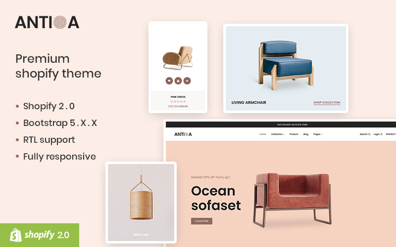 Antioa — адаптивная тема Shopify для мебели