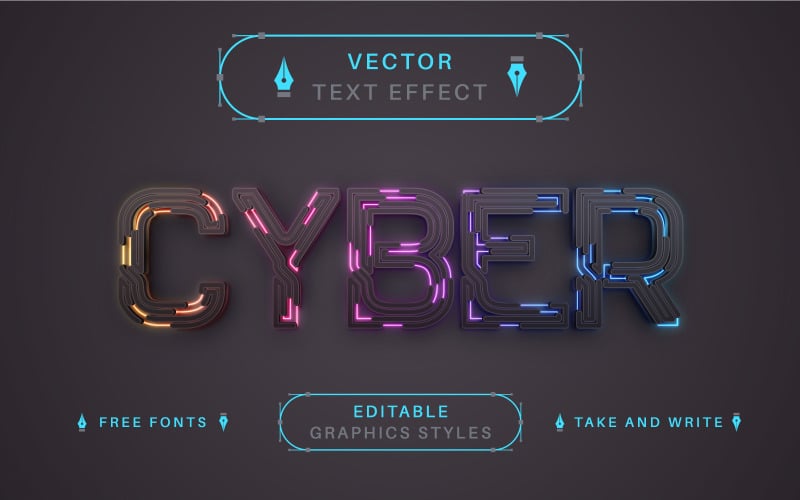 Cyber Cable - Editable Text Effect, Font Style