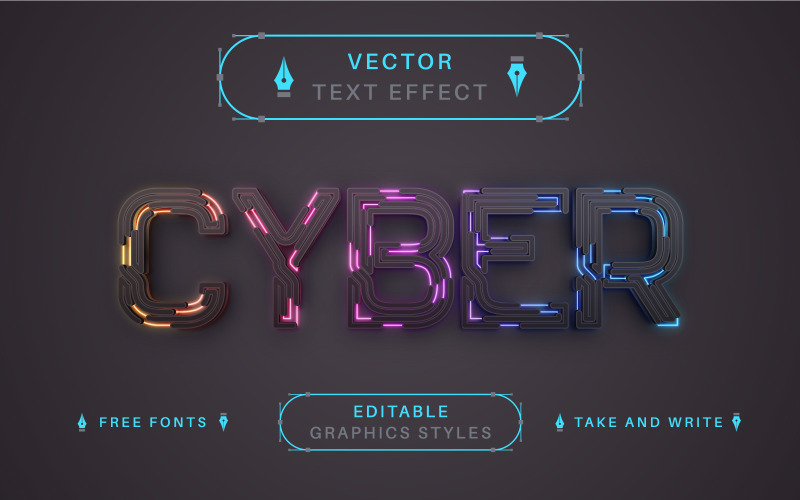Cyber Cable - upravitelný textový efekt, styl písma