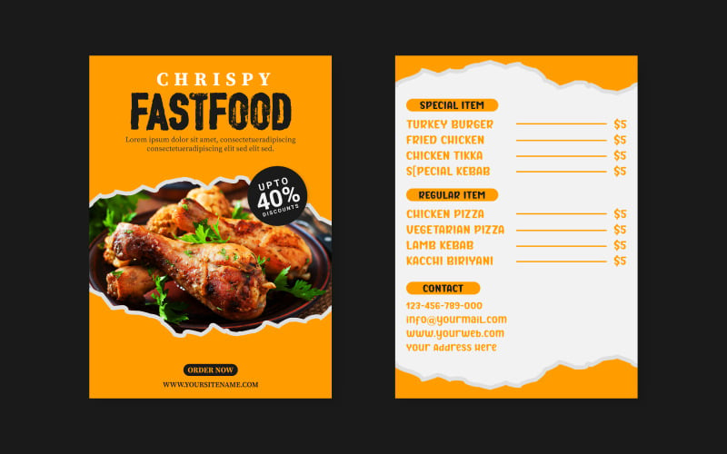 Plantillas de banner de publicación de redes sociales de restaurante de volante de comida
