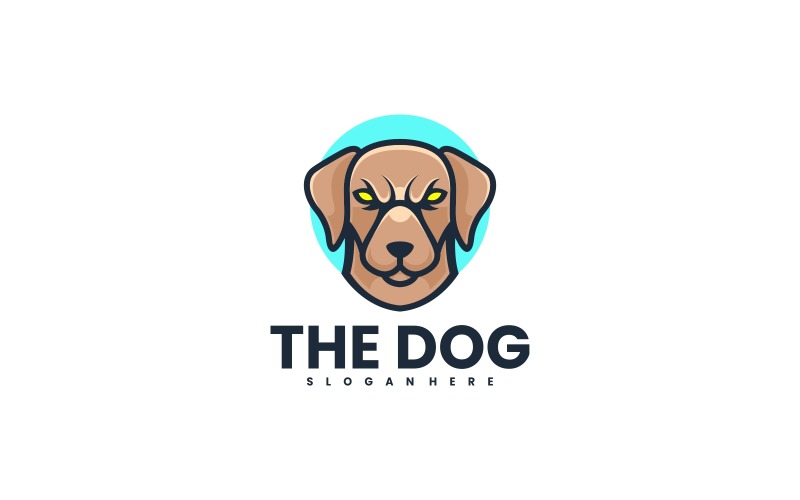 Собака, простий талісман, стиль логотипу 1