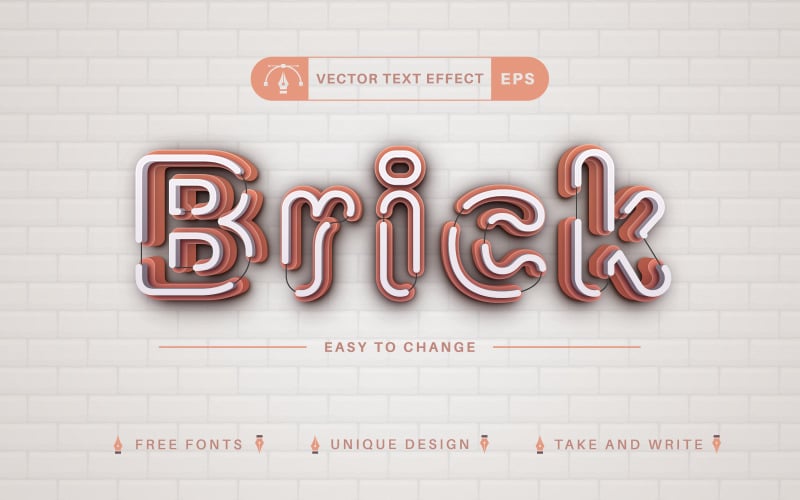 Brick - redigerbar texteffekt, teckensnittsstil