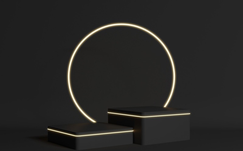 Espositore per podio con gradini geometrici in oro chiaro e nero