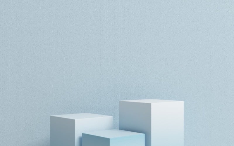 Fondo de estudio mínimo de escena de podio de escenario brillante azul 3d