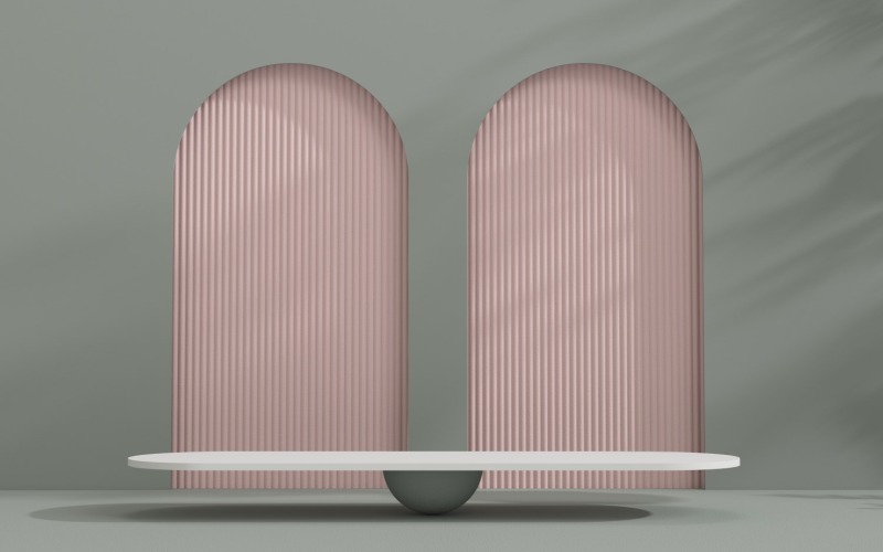 Podio 3D per il prodotto con archi sullo sfondo