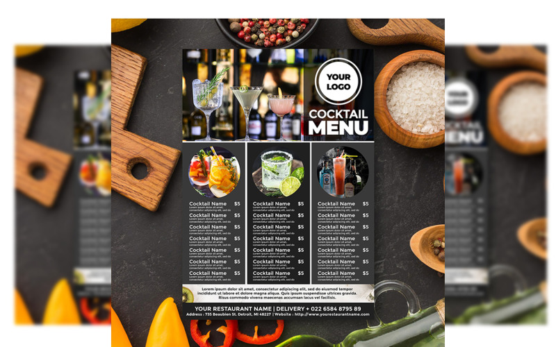 Cocktails Menu - Folder Sjabloon #7