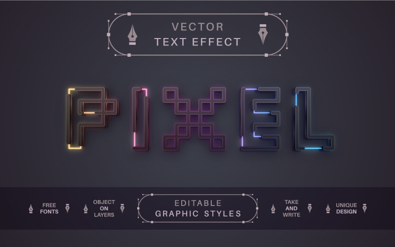 Cyber Unicorn - редактируемый текстовый эффект, стиль шрифта