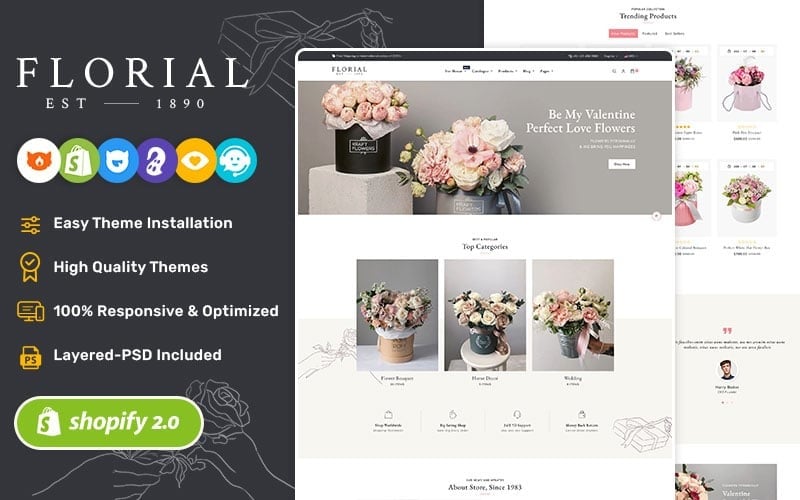 Florial - Цветы и украшения Shopify 2.0 Адаптивная тема