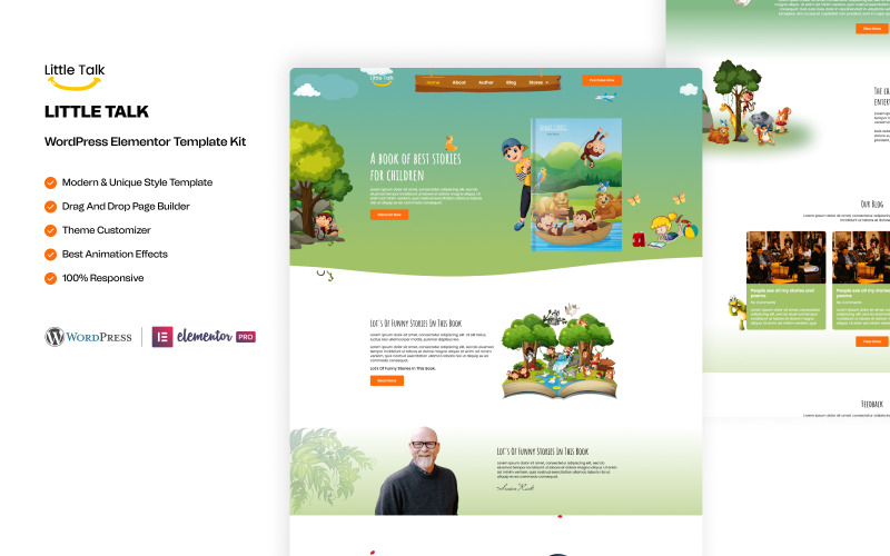 Little Talk – Kit modello WordPress Elementor per servizi di storie per bambini