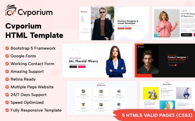 Modèle de site Web HTML réactif Cvporium
