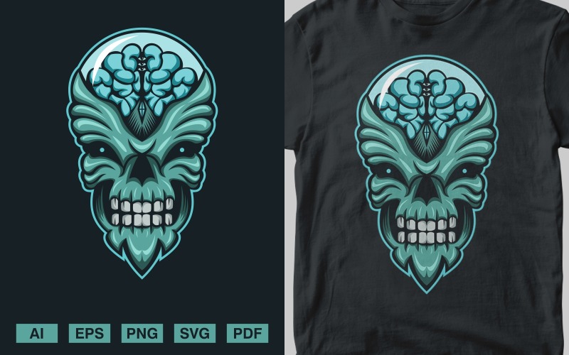 Design PNG E SVG De Cabeça Alienígena Verde Para Camisetas