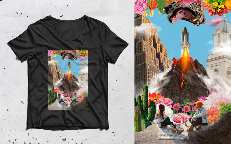 Prémium Collage Art Surrealism póló