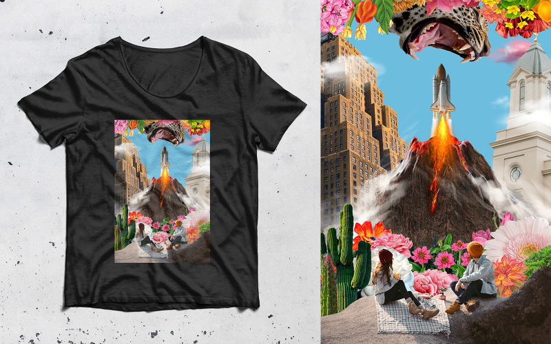 Premium Collage Art Surrealism T-shirt