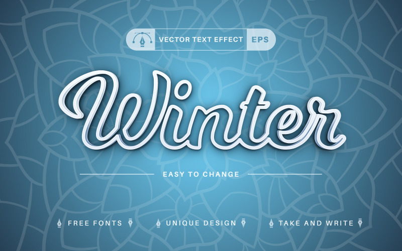 Зимовий обведення - текстовий ефект, стиль шрифту, який можна редагувати