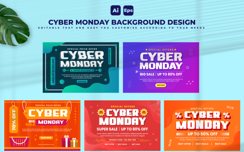 Cyber maandag achtergrond ontwerpsjabloon V5