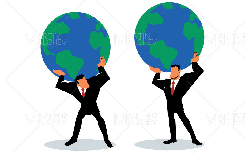 Homme Affaires Soulevant Planète Terre Illustration Vectorielle