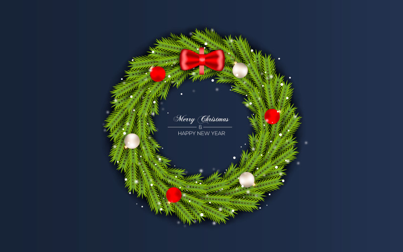 Conception de vecteur de guirlande de noël texte joyeux noël avec élément de guirlande