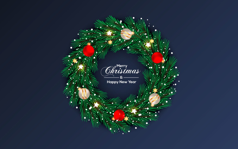 Jul krans vektor design god jul text med element för xmas gratulationskort
