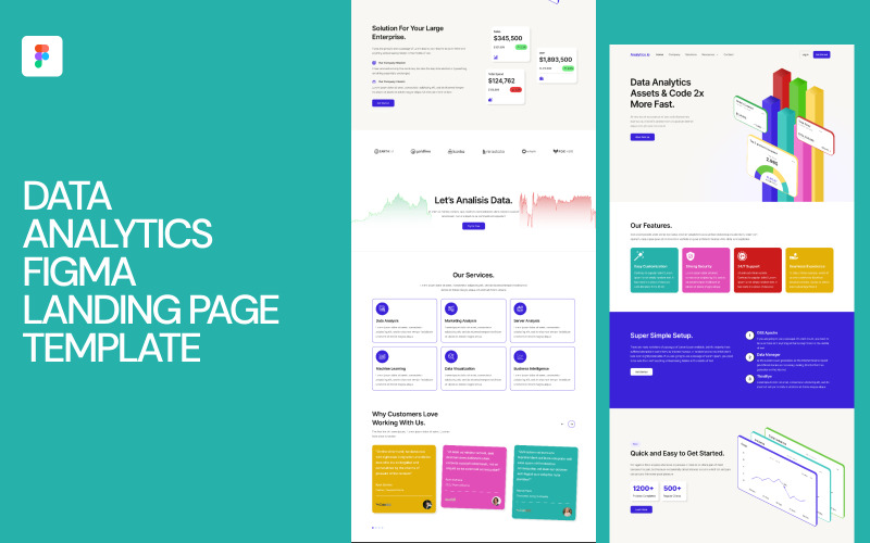 Modèle de page de destination Figma pour l'analyse de données