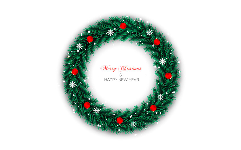 Navidad corona vector diseño feliz navidad texto con navidad balla
