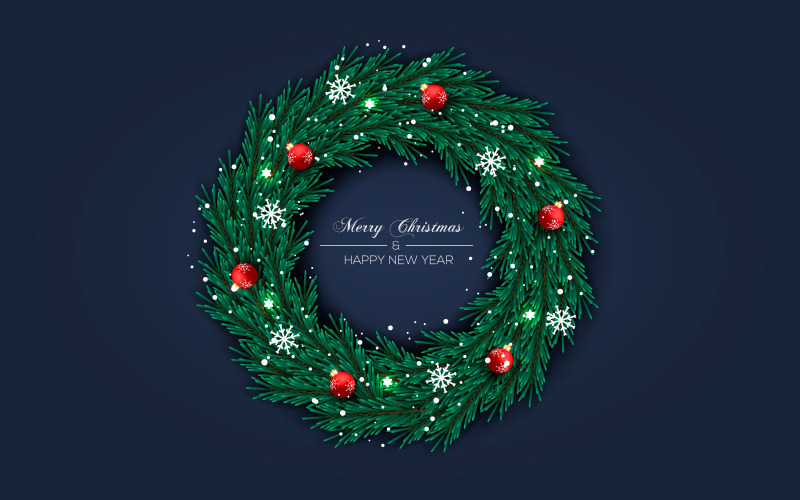 Navidad corona vector diseño feliz navidad texto guirnalda elementos para navidad