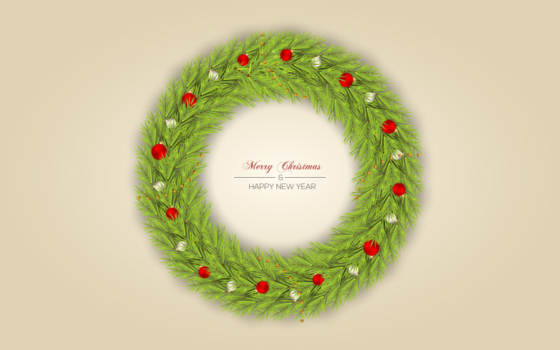 Weihnachtskranz Vektor Design Frohe Weihnachten Text mit Girlande Elemente Konzept