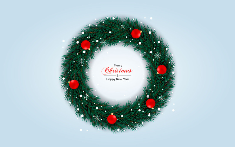 Jul krans vektor design. god jul text i gräs krans element med blad mönster