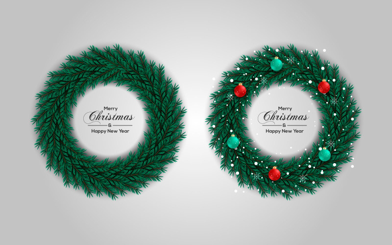 Jul krans vektor konceptdesign. god jul text i gräs krans element med löv.