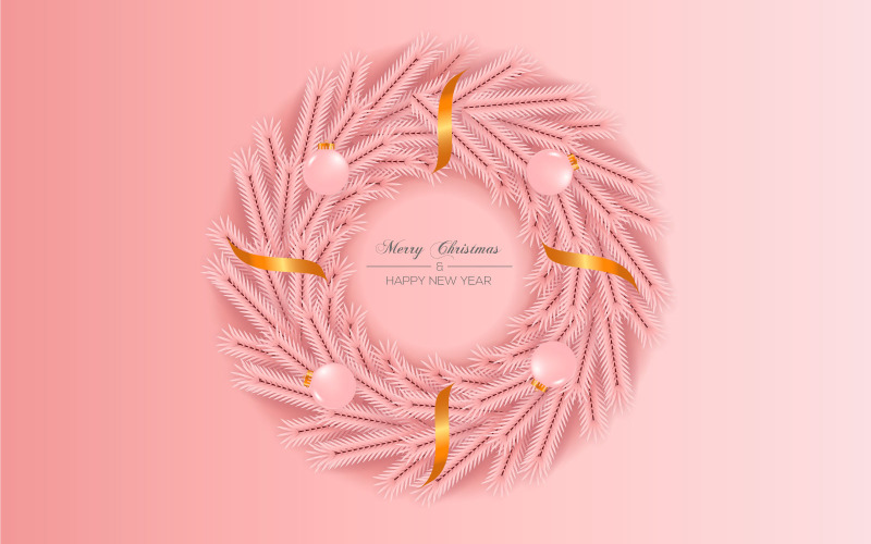 Weihnachtskranz-Vektor-Konzeption. Text der frohen Weihnachten im Graskranzelement