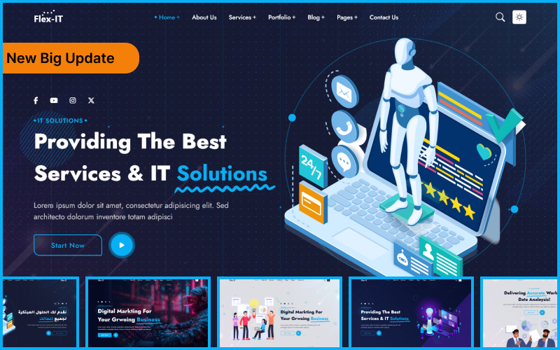 Флекс-ИТ | Многоцелевой адаптивный шаблон веб-сайта для бизнес-услуг и ИТ-решений HTML5