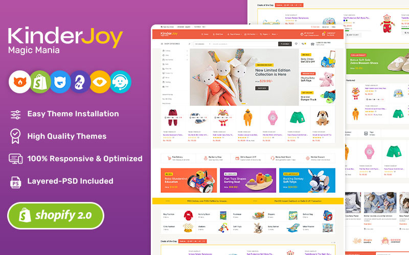 Kinderjoy — магазин детской одежды и игрушек Shopify Многоцелевая адаптивная тема OS2.0
