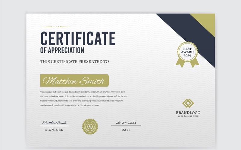 Kreativní a čistá šablona certifikátu