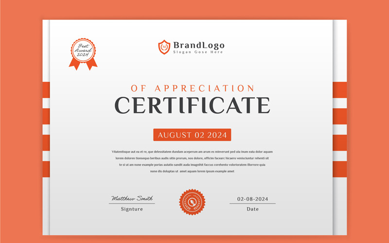 Modèle de certificat simple avec barre latérale