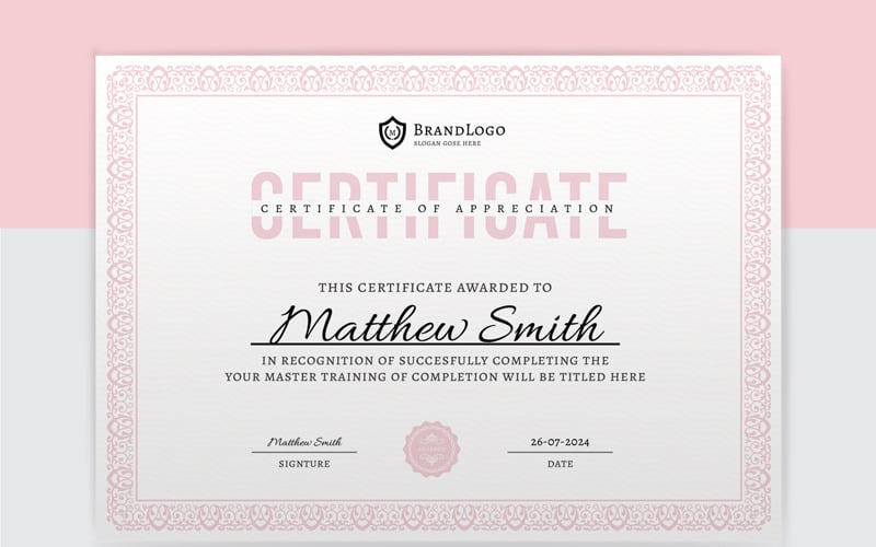 Plantilla de certificado simple con diseño Modren