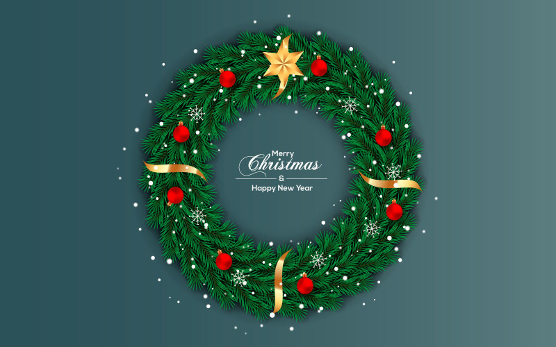 Christmas wreath with decorations isolated on color background with Chiristmas ball