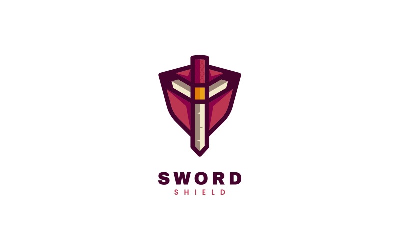 Schwertschild einfaches Maskottchen-Logo