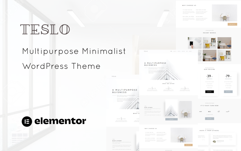Teslo - Tema minimalista de WordPress para soluciones informáticas y empresariales multipropósito