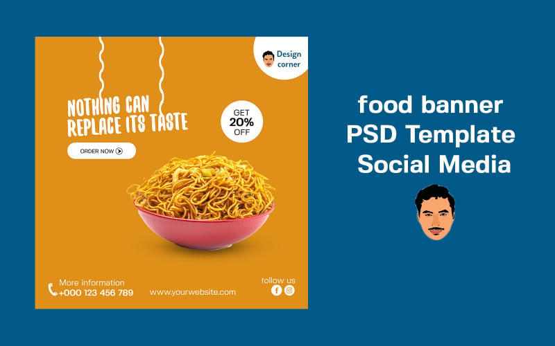 Modelo de PSD de banner de comida Mídia social
