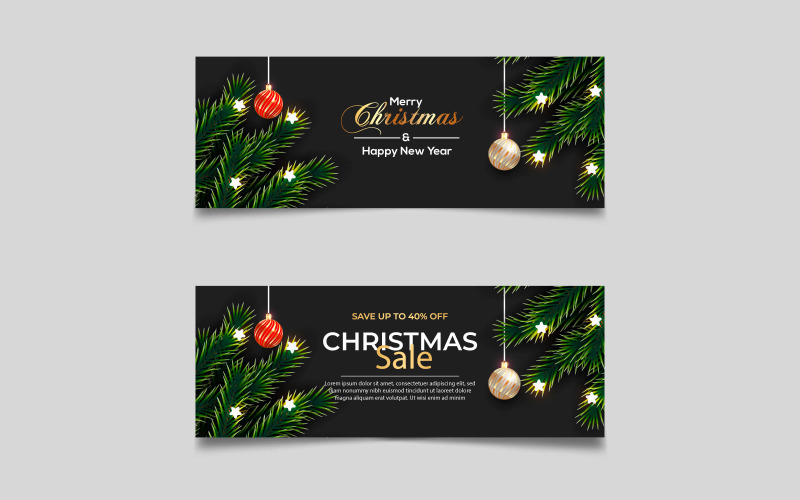 Banner de Natal com decoração de Natal. conceito de capa de mídia social