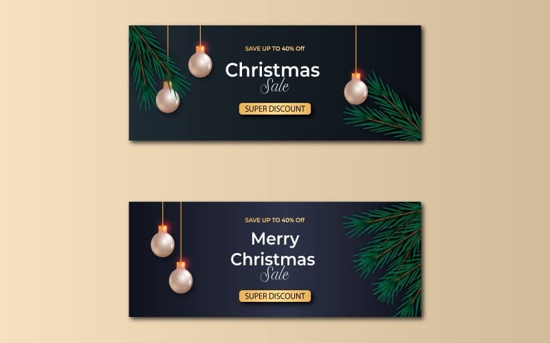 Banner navideño con decoración navideña con pelota. portada de redes sociales