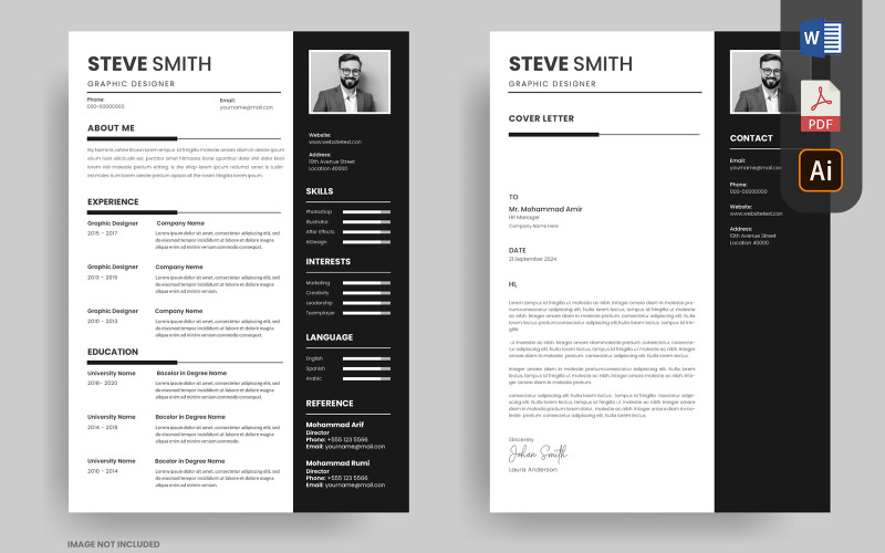 Чистый шаблон резюме CV или дизайн сопроводительного письма