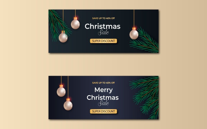 Karácsonyi banner karácsonyi dekoráció labdával. közösségi média borító
