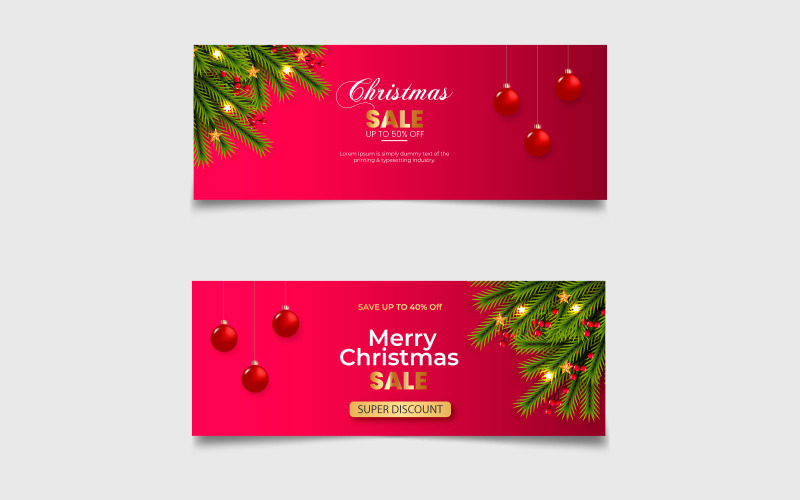 Merry christmas banner med juldekoration design. sociala medier omslag