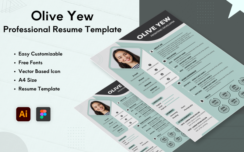 Olive Yew - Professionell CV-mall gratis