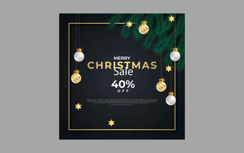 Joyeux Noël vente post décoration de poste de médias sociaux avec boule de noël
