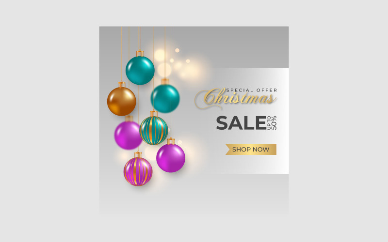 Різдвяний розпродаж пост прикраси з ялинковими кульками соснової гілки та дизайном зірок