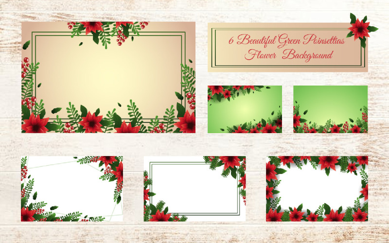6 Beau Fond De Fleur De Poinsettias Verts
