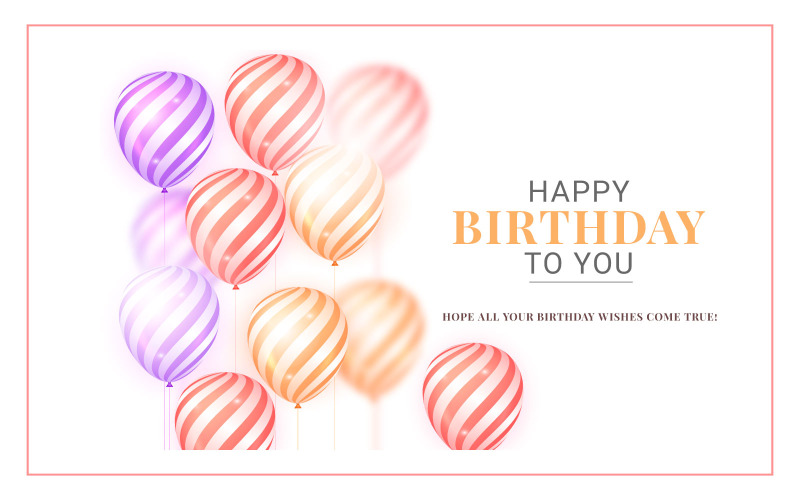 Diseño de plantilla vectorial de felicitación de cumpleaños. Feliz cumpleaños globo con estilo