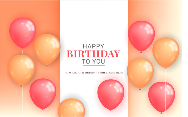 Doğum günü tebrik vektör şablonu tasarımı. Altın balonlarla mutlu yıllar